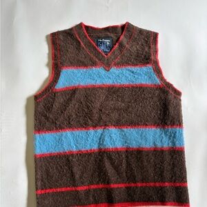 Madhappy knit Brown and Blue Striped V-Neck Sweater Vest